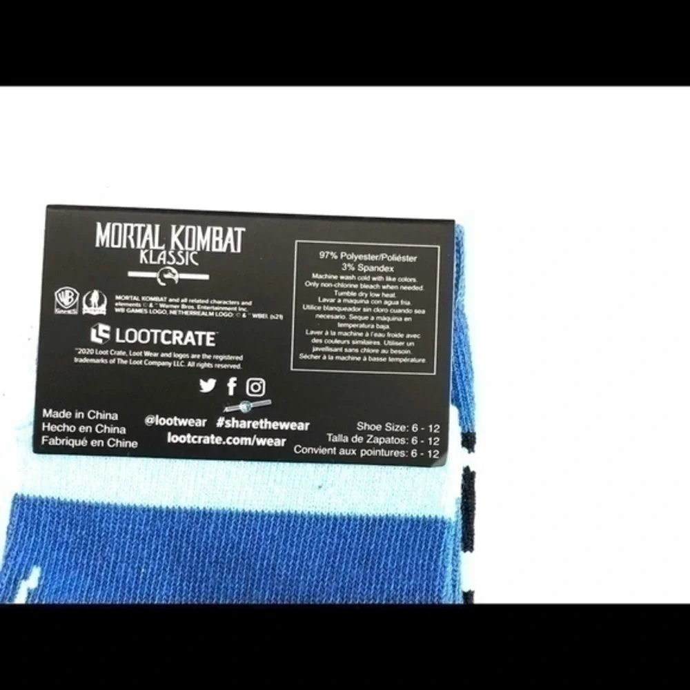NEW Loot Crate Mortal Kombat Men's Socks Size 6-12